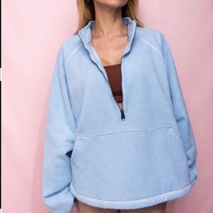 FP Movement by Free People Light Blue Half-Zip Sweatshirt
